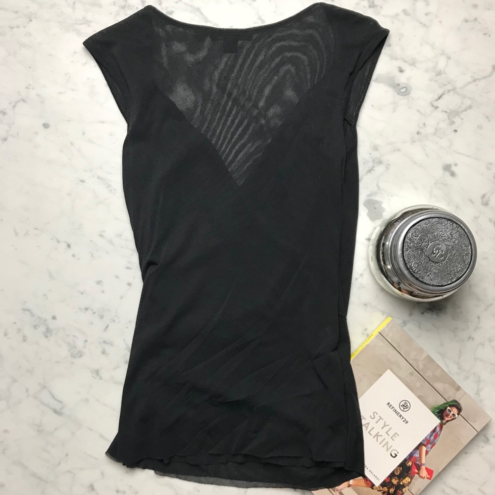 Express Deep V-Neck Black Sheer Top - Picture 7 of 9